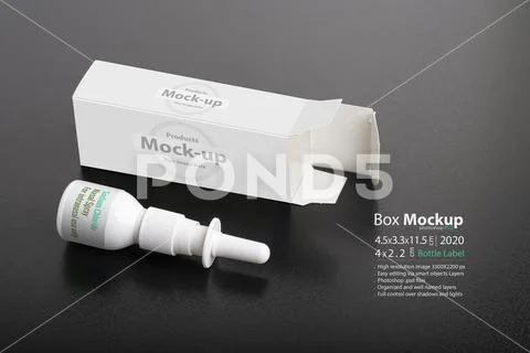 Nasal spray with empty box mock-up series PSD Template