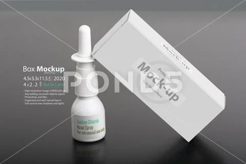 Nasal spray with empty box mock-up series PSD Template