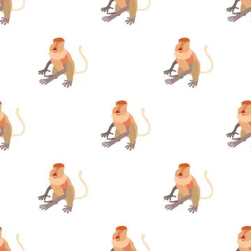 Nasalis monkey pattern seamless vector Stock Illustration