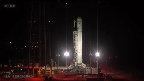 NASA's CRS-14 Antares Rocket launching Cygnus supply ship from Wallops, Virginia Stock Footage 281720353