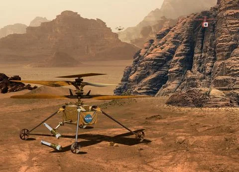 NASA's Mars Helicopters Present, Future, and Proposed. This Stock Photos
