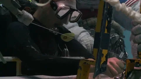 NASA's Neutral Buoyancy Lab prepares astronauts for zero gravity in space. 스톡 동영상 123378216