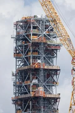 NASA's new Artemis mobile launch pad built at Kennedy Space Center, Titusville,  Stock Photos