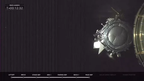 NASA's PACE satellite separating from SpaceX Falcon Heavy rocket Stock Footage 295933412