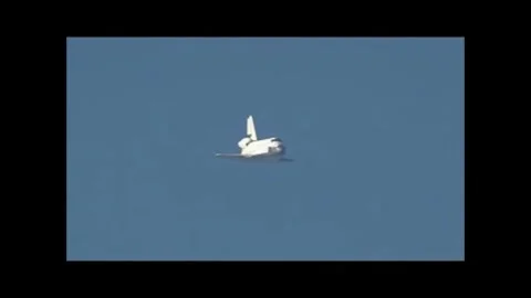 NASA's Space Shuttle Atlantis on final approach to Kennedy Space Centre Stock Footage 283460593