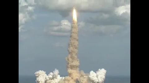 NASA's Space Shuttle Atlantis launching from Kennedy Space Center, Florida Stock Footage 282976226