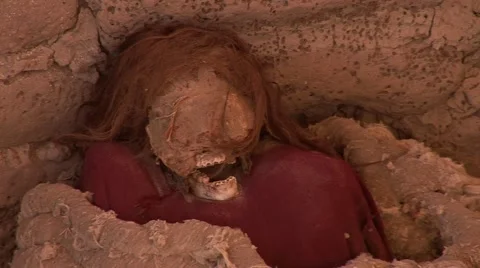 Nasca Mummy in a grave, Peru Stock Footage 48731954
