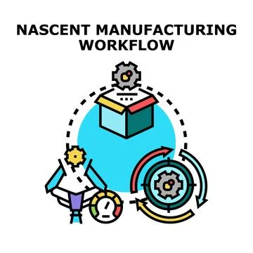 Nascent manufacturing workflow representing process optimization and producti Stock Illustration