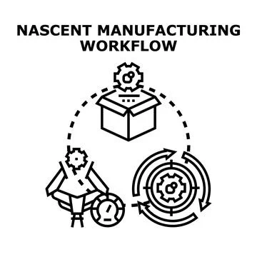 Nascent manufacturing workflow representing process optimization and producti Stock Illustration