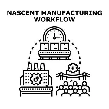 Nascent manufacturing workflow starting new production process Illustrazione stock