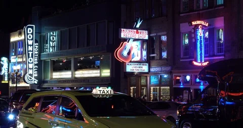 Nashville, Broadway at night Stock Footage 118932077