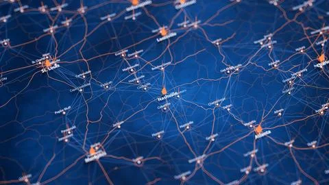 Nashville map big data visualization. Futuristic map infographic of city in USA Illustrazione stock