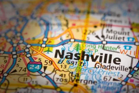 Nashville on map Stock Photos