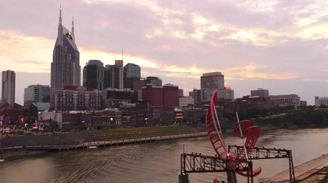 The Nashville Skyline at Sunset Stock Footage 50090961