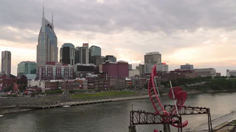 The Nashville Skyline at Sunset Stock Footage 50091145