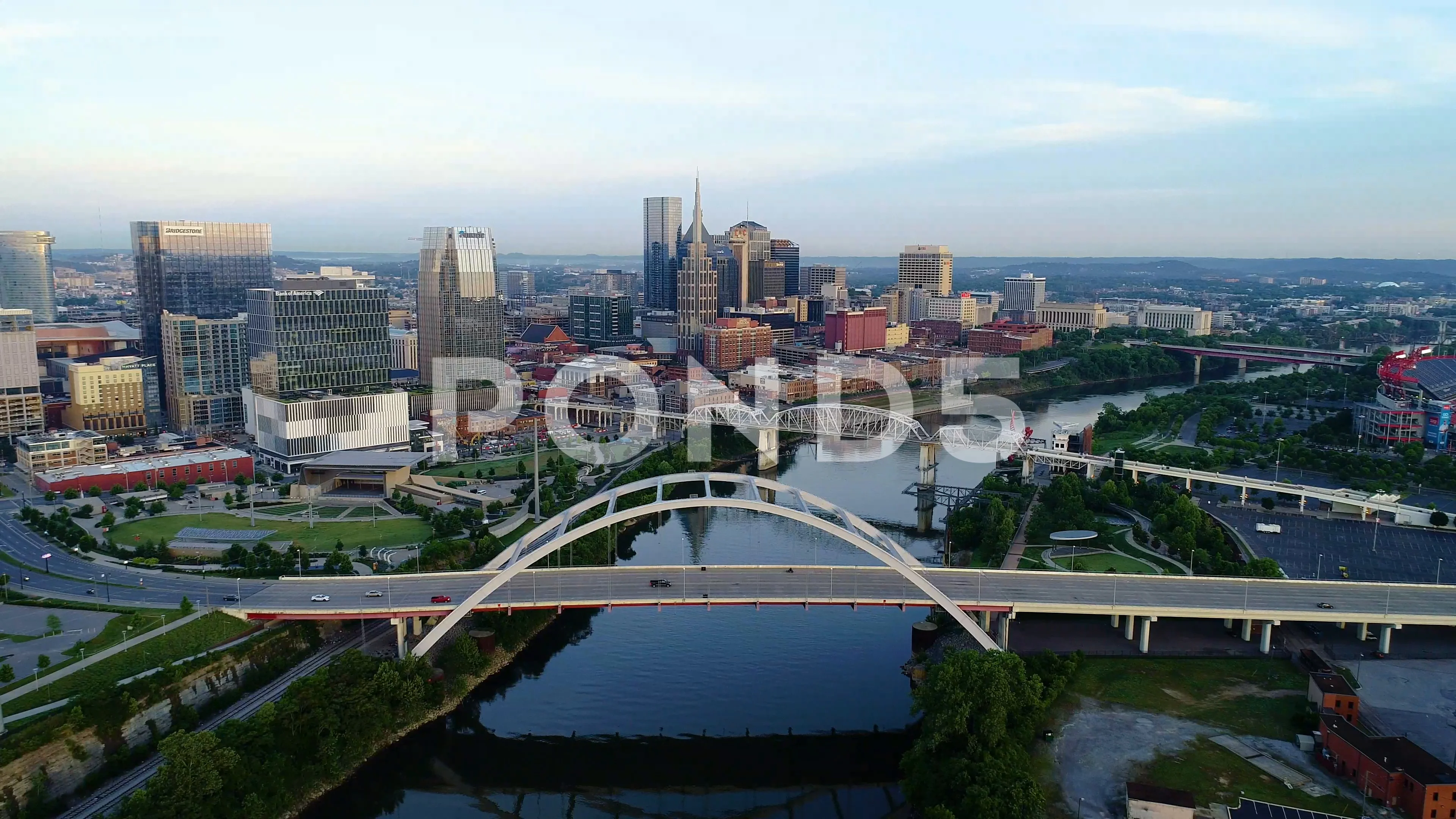 Aerial View of Downtown Nashville's Ni, Stock Video