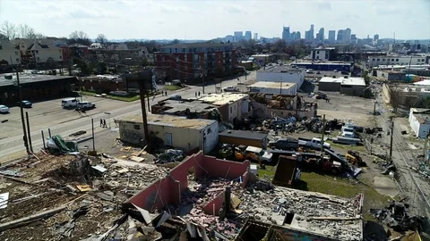 Nashville Tornado Damage Stock Footage 125774561