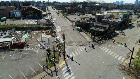 Nashville Tornado Damage Stock Footage 125774658