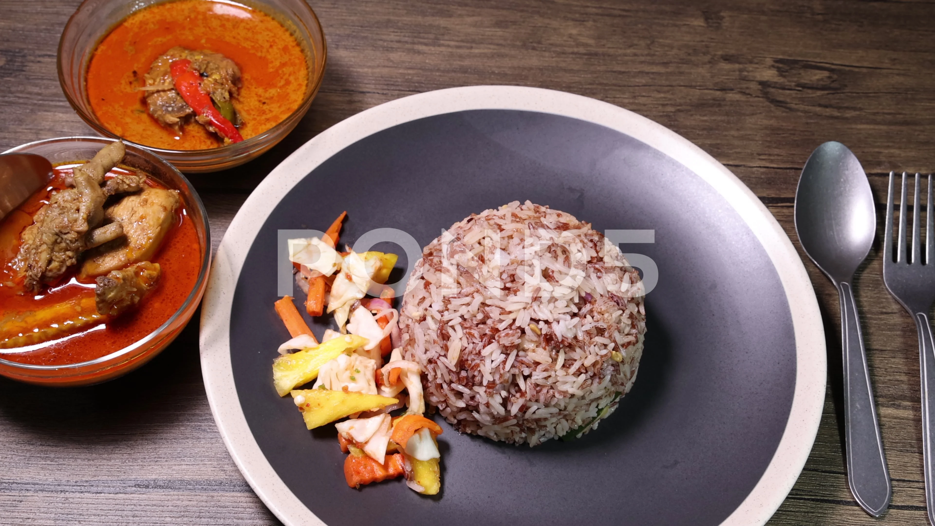 Nasi Dagang Special Brown White Rice Coo Stock Video Pond5