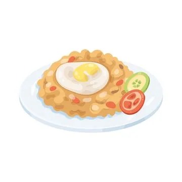 Nasi goreng with fried egg Stock Illustration