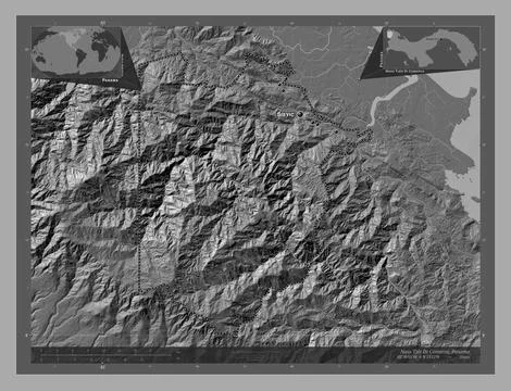 Naso Tjer Di Comarca, Panama. Bilevel. Labelled points of cities Stock Illustration