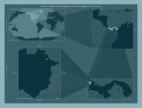 Naso Tjer Di Comarca, Panama. Described location diagram Stock Illustration
