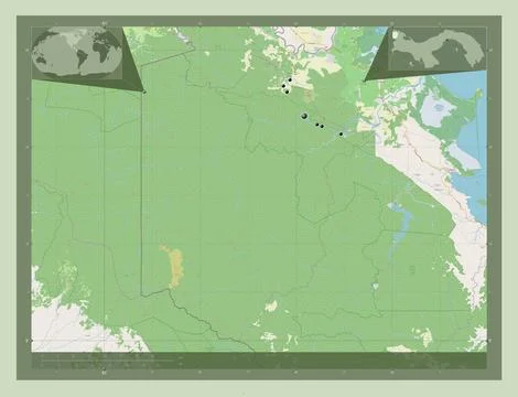 Naso Tjer Di Comarca, Panama. OSM. Major cities Stock Illustration
