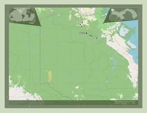 Naso Tjer Di Comarca, Panama. OSM. Labelled points of cities Stock Illustration