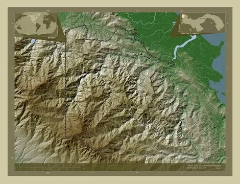 Naso Tjer Di Comarca, Panama. Wiki. Labelled points of cities Stock Illustration