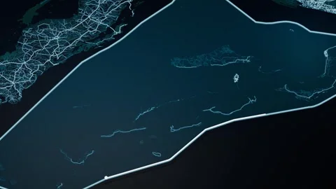 Nassau Bahamas Glowing Digital Map Animation 4K Stock Footage 338038399