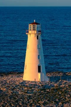 Nassau lighthouse at sunset. Stock Photos
