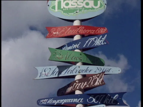 Nassau vertical pan on the indications for the various locations Stock Footage 138668251