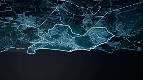 Natal Brazil Glowing Digital Map Animation 4K Vidéo 340212816