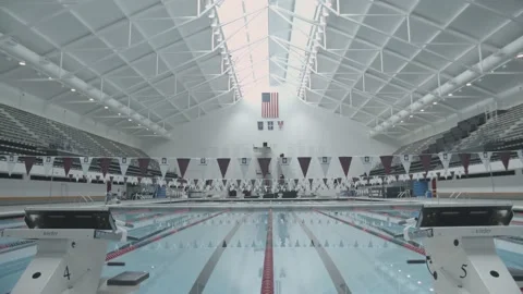 Natatorium Pool Diving Blocks 스톡 동영상 148291116