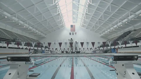 Natatorium Pool Diving Blocks 스톡 동영상 148291306