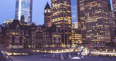 Nathan Phillips Sqaure Overhead Wide Sunset Timelapse Video stock 50266647