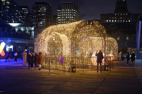 Nathan Phillips Square Cavalcade of Lights festival building Stock Photos