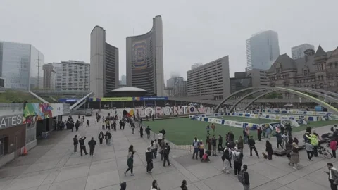 Nathan Phillips Square - Crowds At FIFA 2026 Event Toronto Video stock 335608671