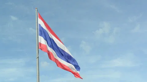 Nation flag against the sky Stock Footage 26319197