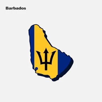Nation Flag Map Barbados Stock Illustration
