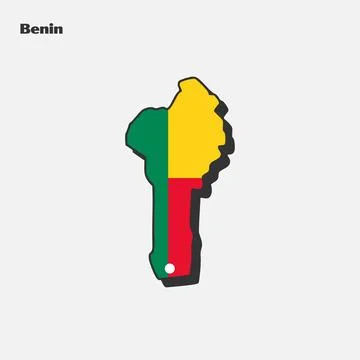 Nation Flag Map Benin Stock Illustration