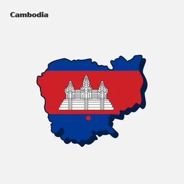 Nation Flag Map Cambodia Stock Illustration