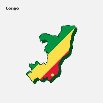 Nation Flag Map Congo Stock Illustration