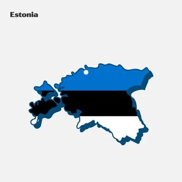 Nation Flag Map Estonia Stock Illustration