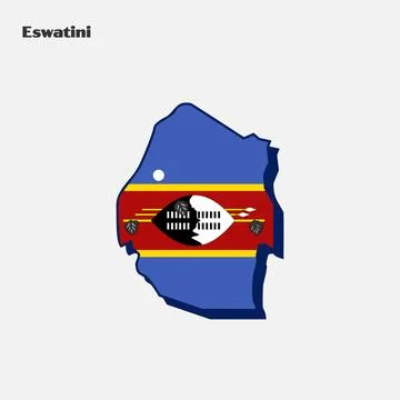 Nation Flag Map Eswatini Stock Illustration