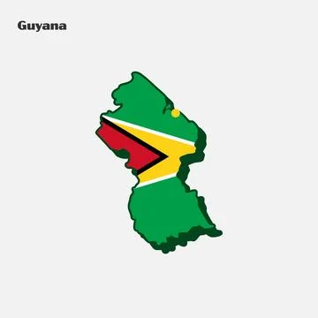 Nation Flag Map Guyana Stock Illustration