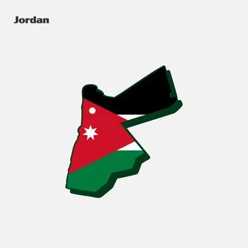 Nation Flag Map Jordan Stock Illustration