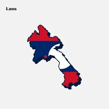 Nation Flag Map Laos Stock Illustration