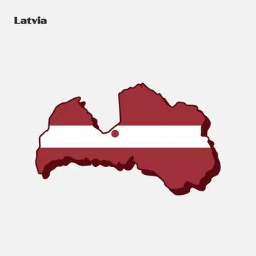 Nation Flag Map Latvia Stock Illustration
