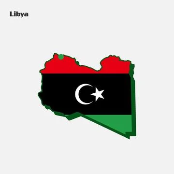 Nation Flag Map Libya Stock Illustration